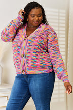 Woven Right V-Neck Long Sleeve Cardigan Trendsi