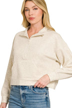Zara Scuba Half Zip Pullover With Pocket Trendsi