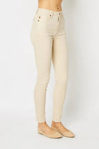 Sleek and Stylish Garment Dyed Tummy Control Skinny Jeans Trendsi