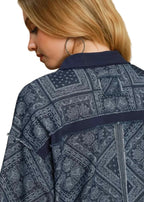 Sleek and Stylish Paisley Print Denim Shirt Jacket Trendsi