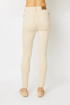Sleek and Stylish Garment Dyed Tummy Control Skinny Jeans Trendsi