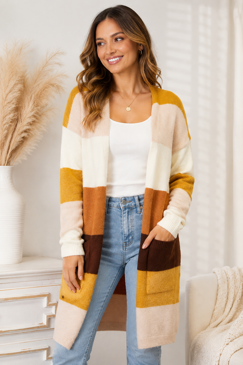 Honey & Mocha Color Block Cardigan