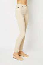 Sleek and Stylish Garment Dyed Tummy Control Skinny Jeans Trendsi