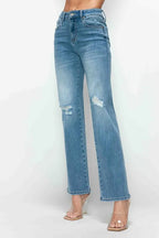 Sleek and Stylish Full Size Distressed High Rise Straight Jeans Trendsi