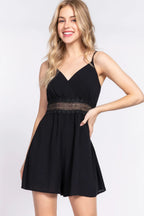 Sleek and Stylish Waist Lace Trim Cami Romper Trendsi