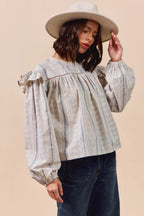 Sophie Floral Cotton Print Ruffled Long Sleeve Blouse Trendsi