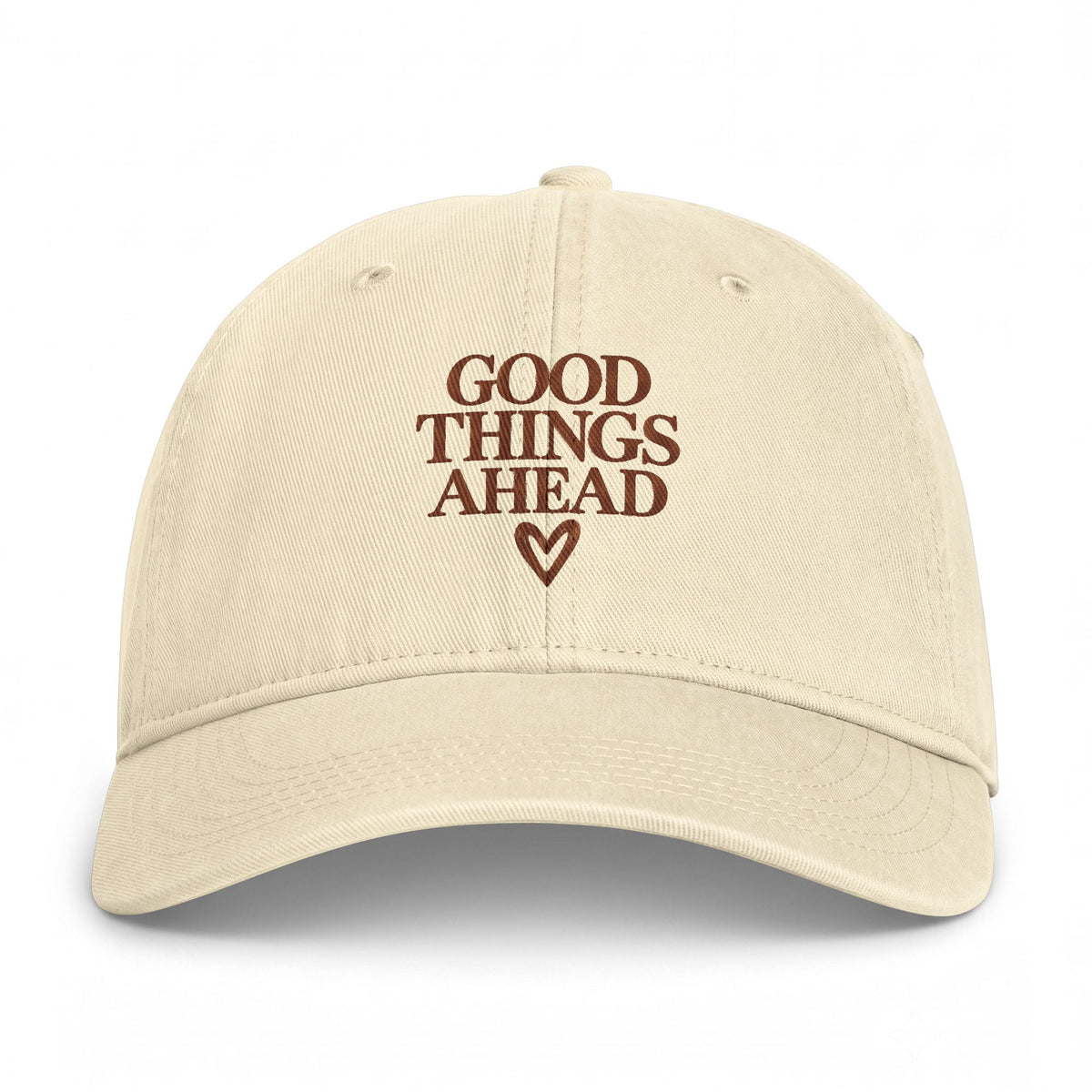 Good Things Ahead Embroidered Baseball Cap — Coastal Washed Casual Hat Printify