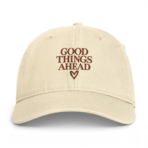 Good Things Ahead Embroidered Baseball Cap — Coastal Washed Casual Hat Printify