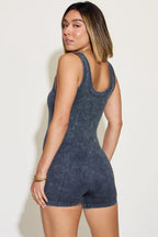 Zara Ribbed Washed Round Neck Sleeveless Romper Trendsi