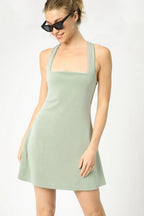 UMG Crisscross Square Neck Active Dress Trendsi