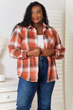 Plaid Collared Neck Long Sleeve Shirt Trendsi