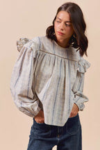Sophie Floral Cotton Print Ruffled Long Sleeve Blouse Trendsi