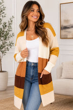 Honey & Mocha Color Block Cardigan Trendsi