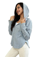 Sleek and Stylish Full Size Ribbed Zip Up Drawstring Hooded Jacket Trendsi
