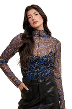 Floral Design Hem Sheer Mesh Top Trendsi