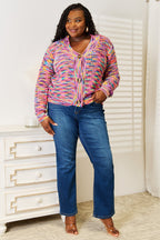 Woven Right V-Neck Long Sleeve Cardigan Trendsi