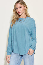 Basic Bae Full Size Ribbed Round Neck Long Sleeve T-Shirt Trendsi