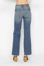 Sleek and Stylish Full Size Tummy Control Straight Jeans Trendsi