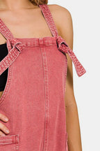 Zara Washed Knot Strap Cabernet Romper Trendsi