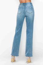 Sleek and Stylish Full Size Distressed High Rise Straight Jeans Trendsi