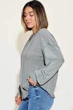 Basic Bae Full Size Ribbed Round Neck Long Sleeve T-Shirt Trendsi
