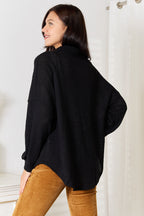Double Take Waffle-Knit Collared Neck Shirt Trendsi