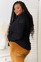 Double Take Waffle-Knit Collared Neck Shirt Trendsi