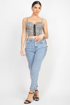 Plaid Hook & Eye Sweetheart Crop Top Sleek and Stylish