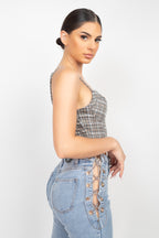 Plaid Hook & Eye Sweetheart Crop Top Sleek and Stylish