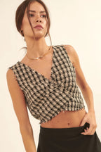 V Neckline Plaid Woven Vest Sleek and Stylish