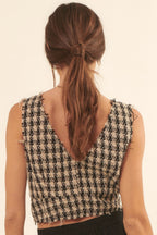 V Neckline Plaid Woven Vest Sleek and Stylish