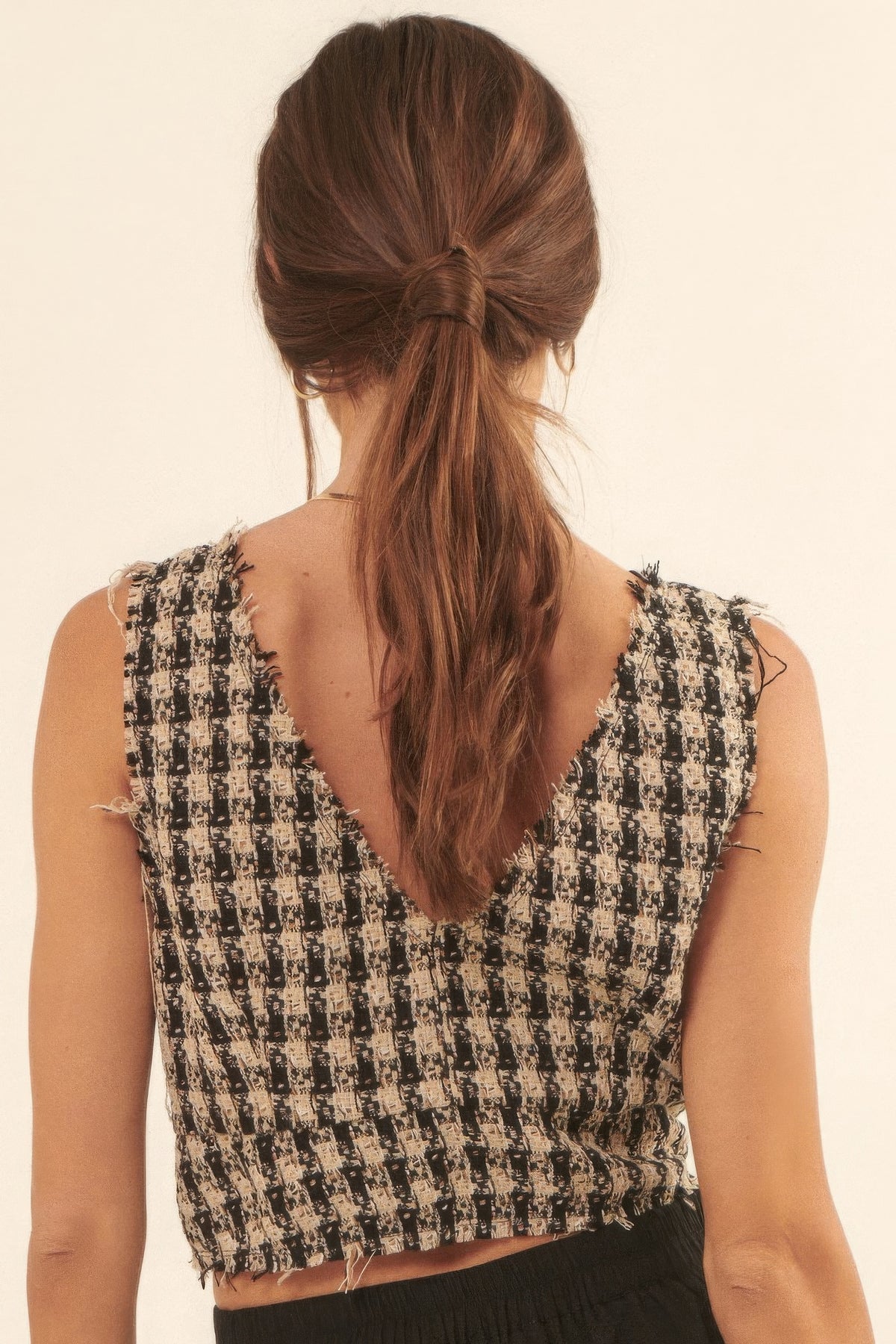 V Neckline Plaid Woven Vest Sleek and Stylish