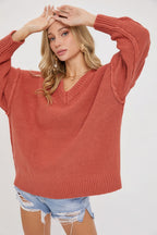 V Neck Oversized Sweater Sleek and Stylish