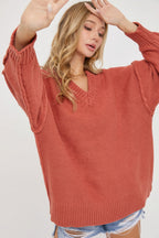 V Neck Oversized Sweater Sleek and Stylish