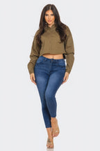 Bling Denim Button Down Shirt Sleek and Stylish