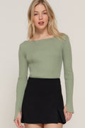 Long Sleeve Boat Neck Sweater Sleek and Stylish