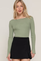 Long Sleeve Boat Neck Sweater Sleek and Stylish