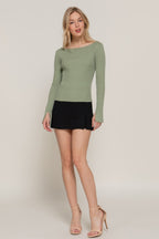 Long Sleeve Boat Neck Sweater Sleek and Stylish