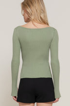 Long Sleeve Boat Neck Sweater Sleek and Stylish