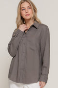 Long Sleeve Linen Blend Shirt Sleek and Stylish