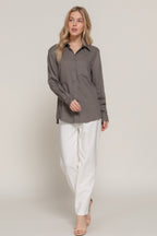 Long Sleeve Linen Blend Shirt Sleek and Stylish