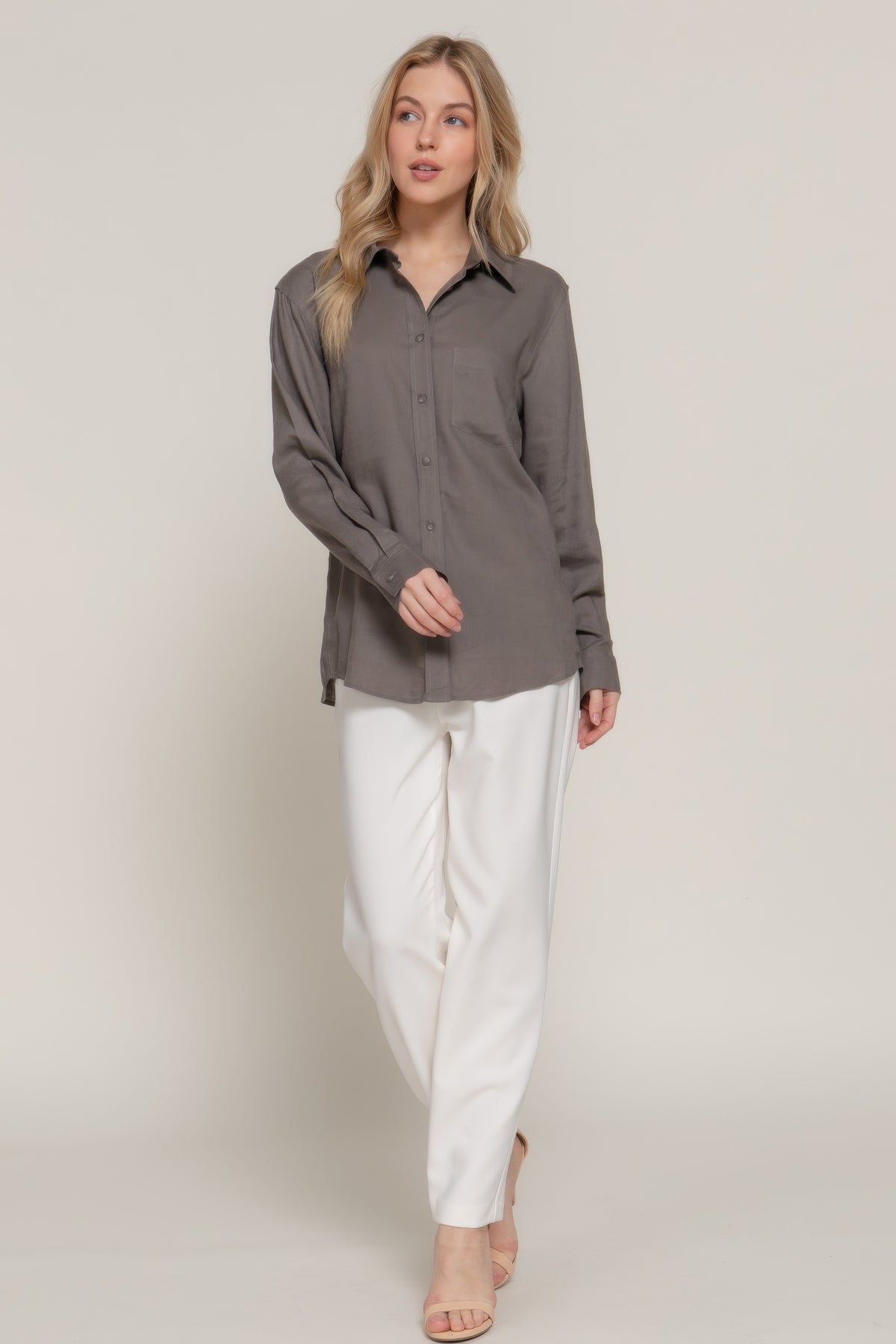 Long Sleeve Linen Blend Shirt Sleek and Stylish