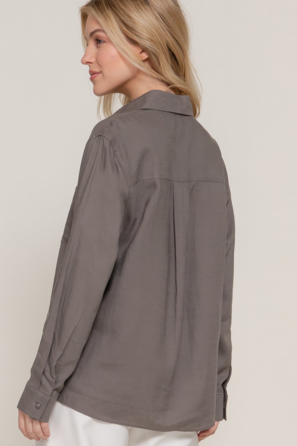 Long Sleeve Linen Blend Shirt Sleek and Stylish