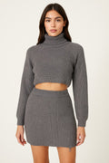 Knit Mock Neck Top And Skirt Sleek and Stylish
