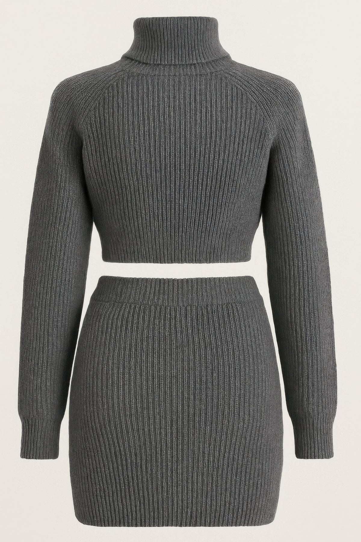 Knit Mock Neck Top And Skirt Sleek and Stylish