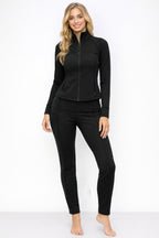 Athletic Workout Lounge Zip Up Jacket And Pant Set Sleek and Stylish