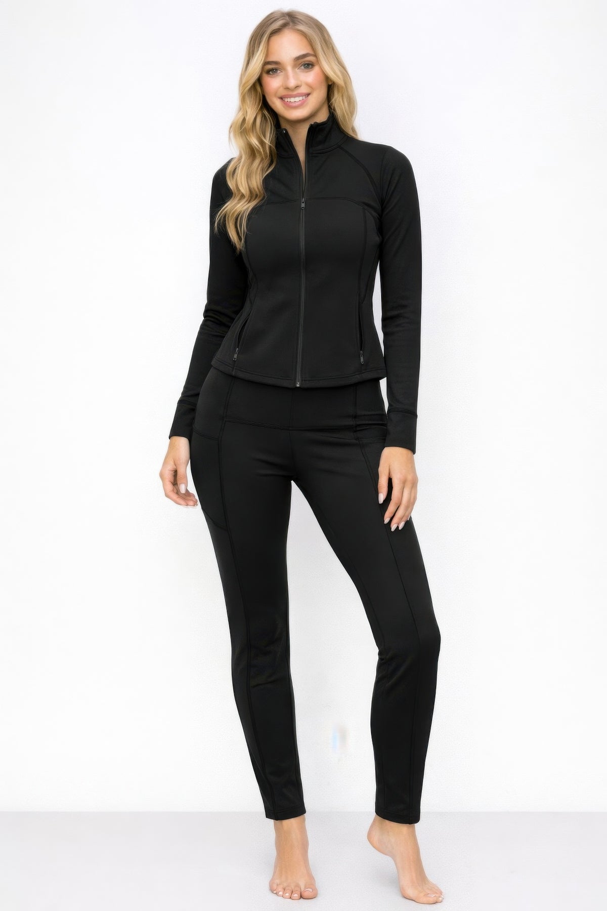 Athletic Workout Lounge Zip Up Jacket And Pant Set Sleek and Stylish