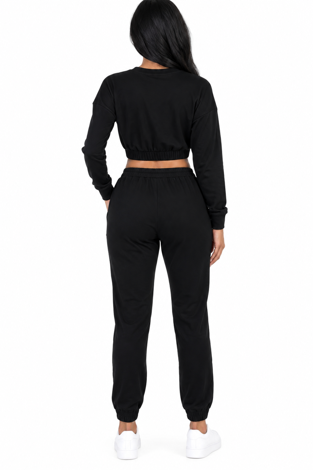 Women's French Terry 2-Piece Lounge Set – Cropped Pullover & Jogger Pants Sleek and Stylish