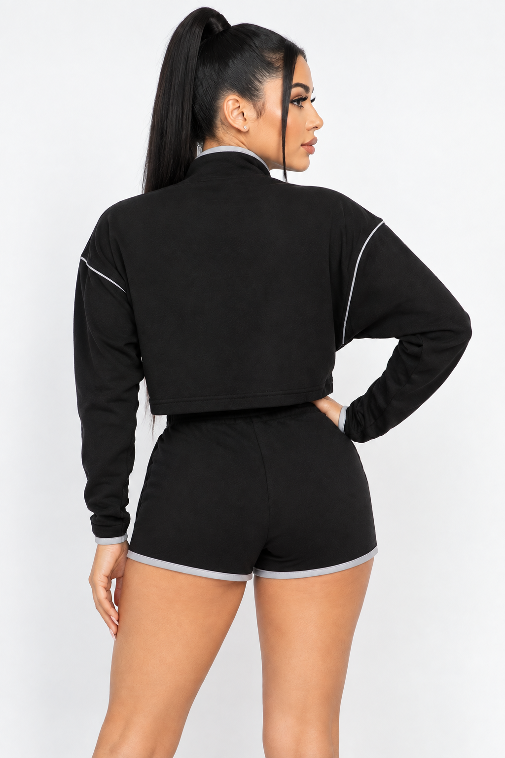 Sporty Crop Top Sporty High-waist Shorts Set Sleek and Stylish