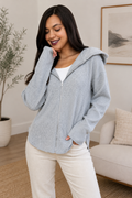 Sleek and Stylish Full Size Ribbed Zip Up Drawstring Hooded Jacket Trendsi